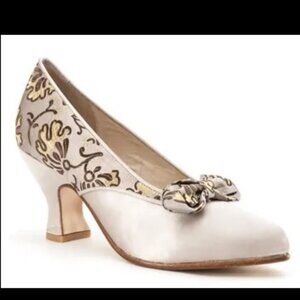 American Duchess Seabury Edwardian Pumps Gray Gold Satin 10